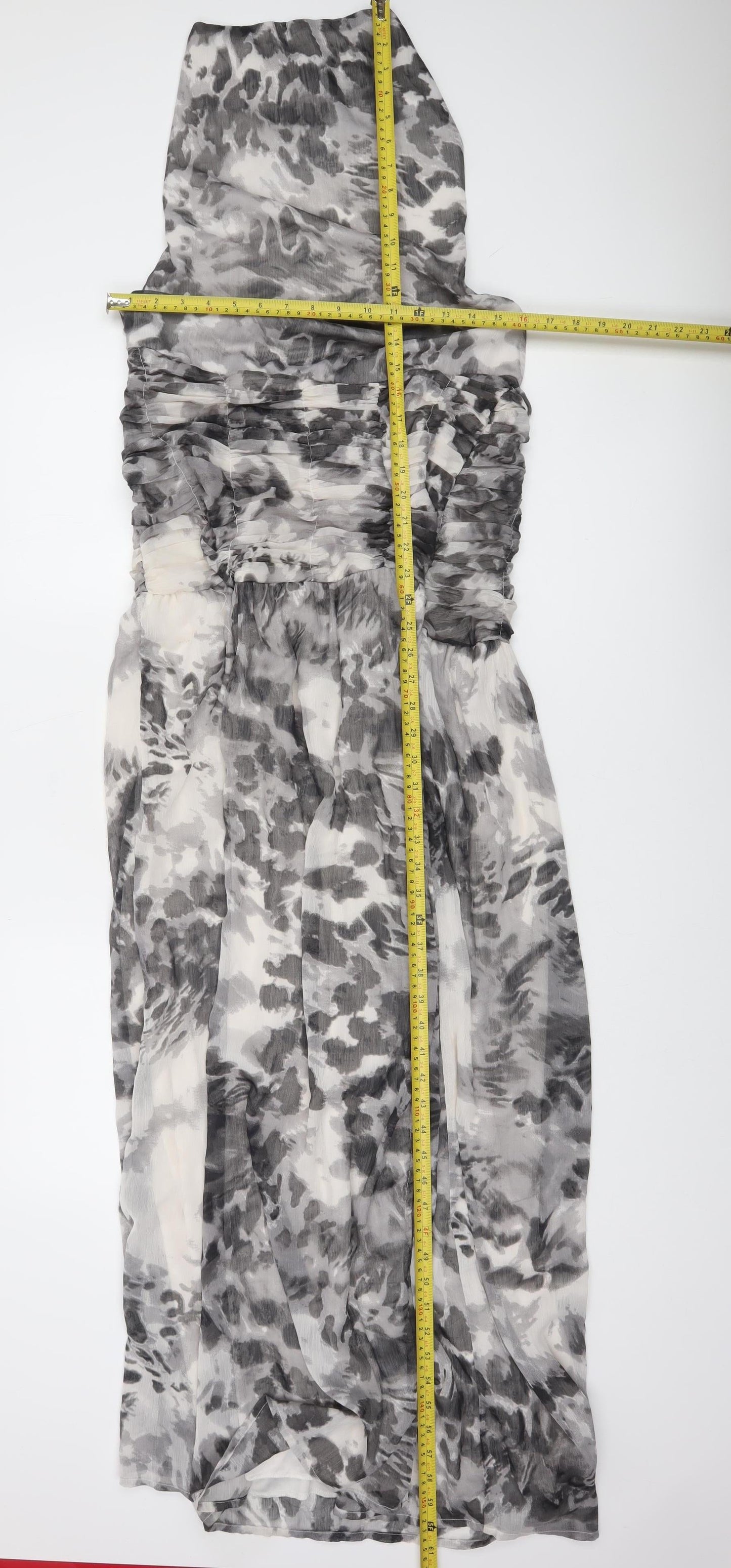 Boohoo Women Grey Animal Print Strapless Maxi Dress Size 14