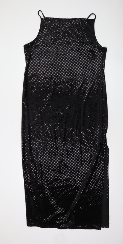 Debenhams Women’s Black Sequin Bodycon Midi Dress Size 18
