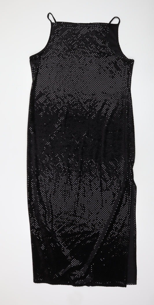 Debenhams Women’s Black Sequin Bodycon Midi Dress Size 18