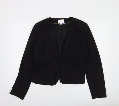 Dalia Womens Black Slim Fit Single-Breasted Blazer Jacket Size UK