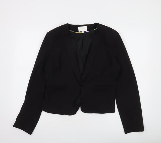 Dalia Womens Black Slim Fit Single-Breasted Blazer Jacket Size UK