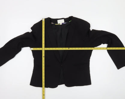 Dalia Womens Black Slim Fit Single-Breasted Blazer Jacket Size UK