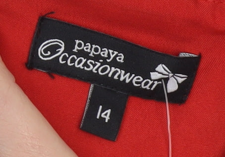 Papaya Women’s Red Black Lace Strapless Bodycon Dress Size 14
