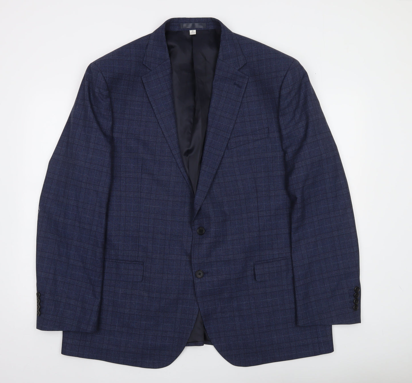 Marks and Spencer Men's Blue Check 48in Regular Fit Suit Jacket