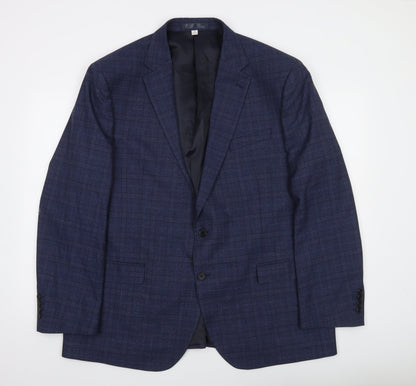 Marks and Spencer Men's Blue Check 48in Regular Fit Suit Jacket