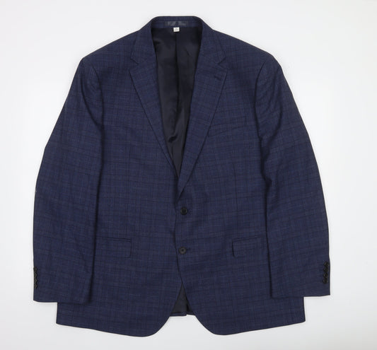 Marks and Spencer Men's Blue Check 48in Regular Fit Suit Jacket