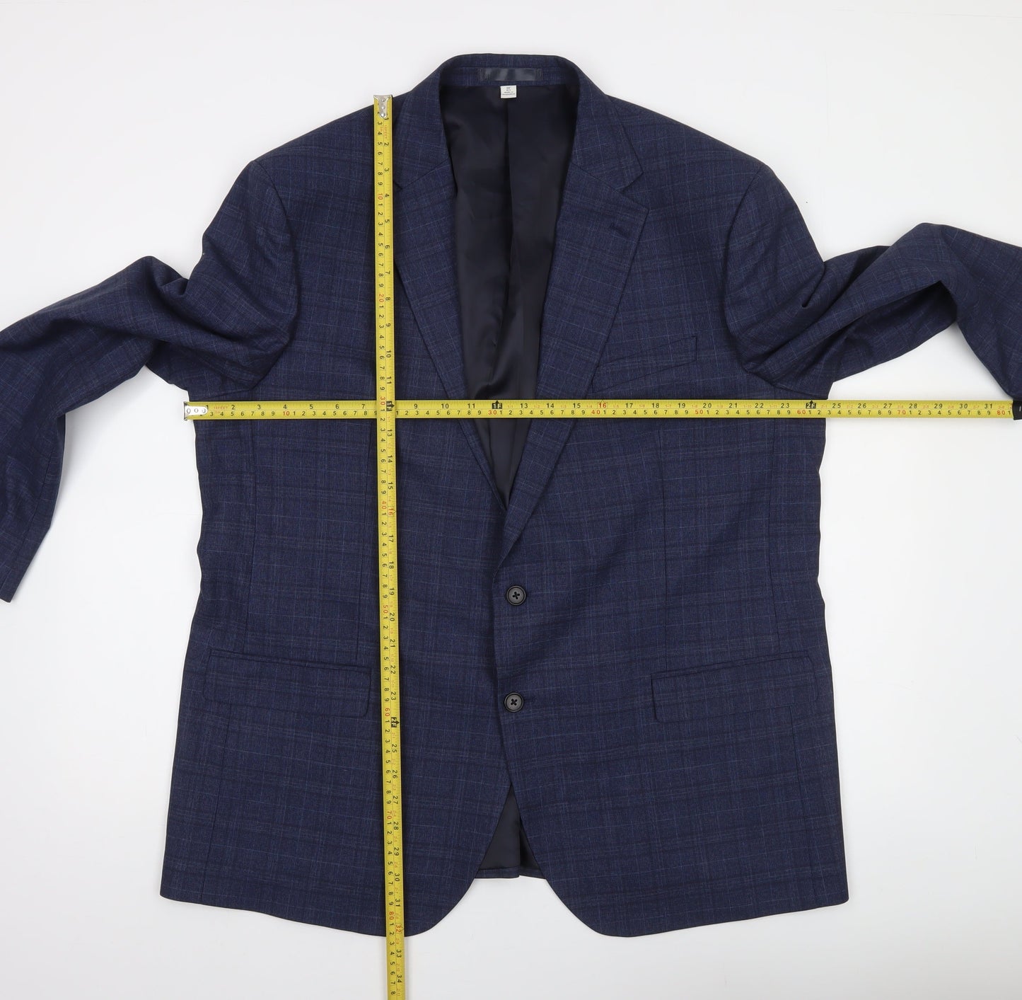 Marks and Spencer Men's Blue Check 48in Regular Fit Suit Jacket