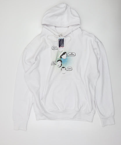 Casual Classics Men’s White 2XL Pullover Hoodie Graphic Print Funny Quote
