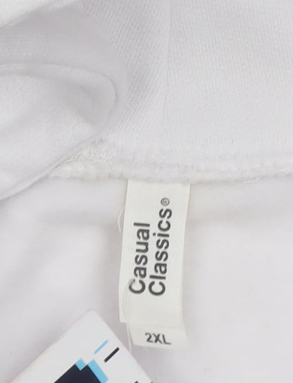 Casual Classics Men’s White 2XL Pullover Hoodie Graphic Print Funny Quote