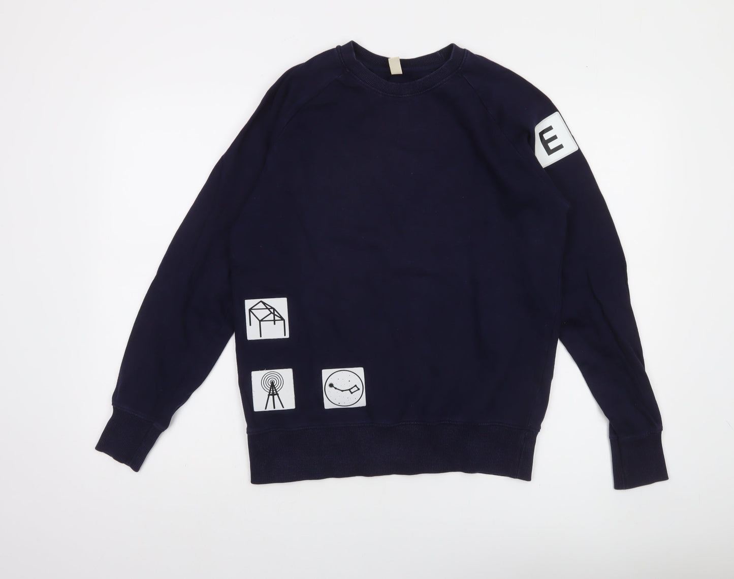 Earth Positive Men's Blue Organic Cotton Graphic Sweatshirt Size S