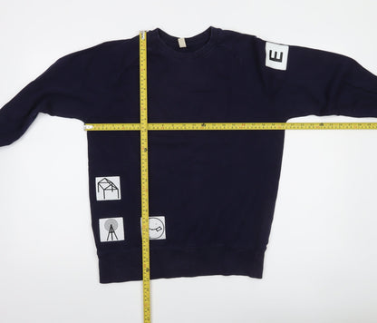 Earth Positive Men's Blue Organic Cotton Graphic Sweatshirt Size S