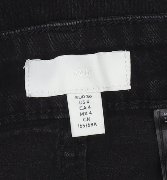 H&M Womens Black Skinny Jeans Size 8 High Rise Stretch Denim