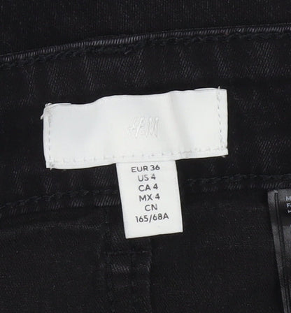 H&M Womens Black Skinny Jeans Size 8 High Rise Stretch Denim