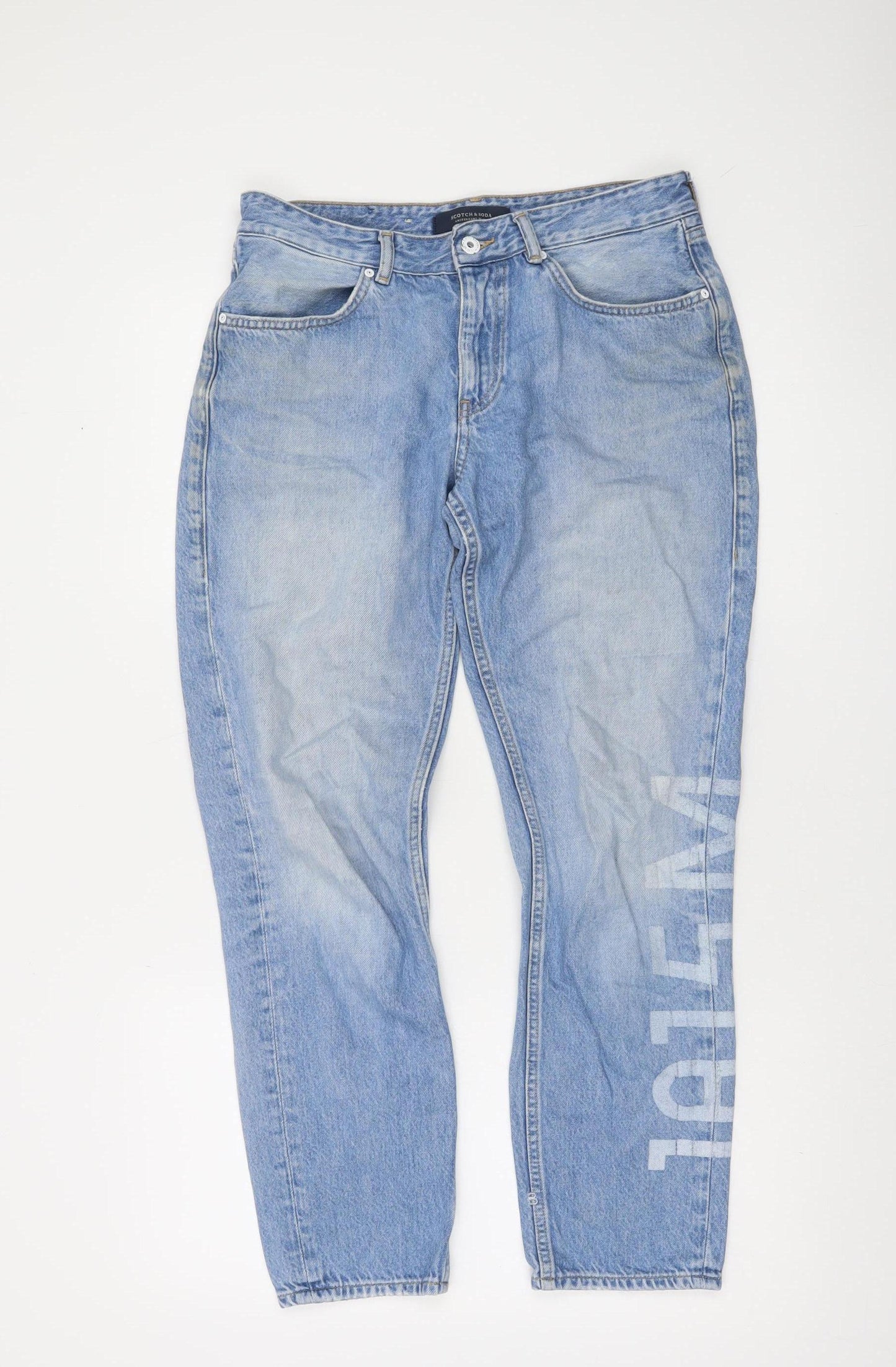 Scotch & Soda Womens Blue High Rise Straight Jeans Size 10