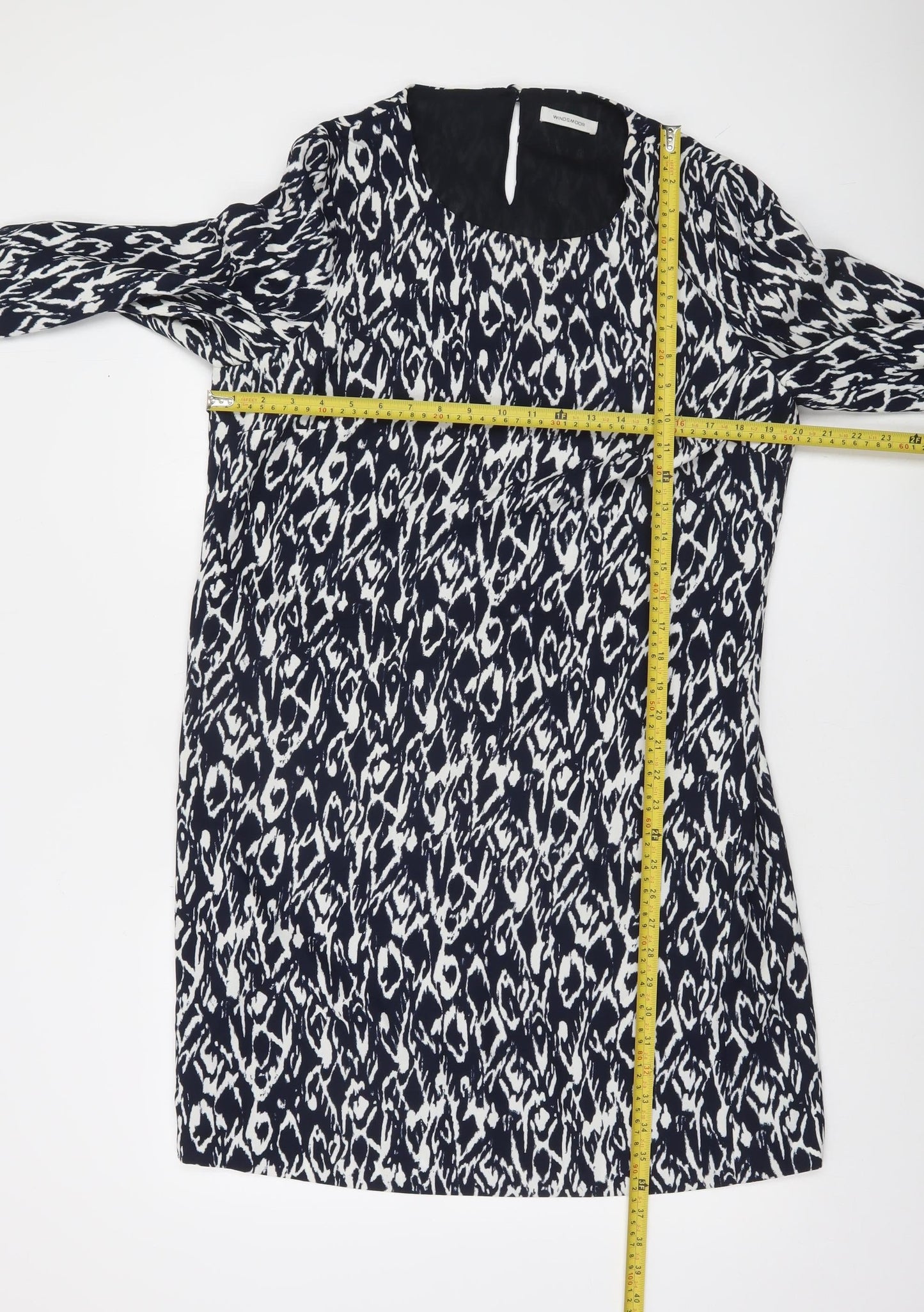 Windsmoor Women's Black Geometric Shift Dress Size 14