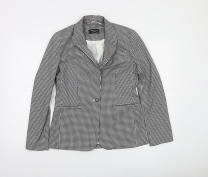 Marks and Spencer Women's Black Check Slim Fit Blazer Size 8