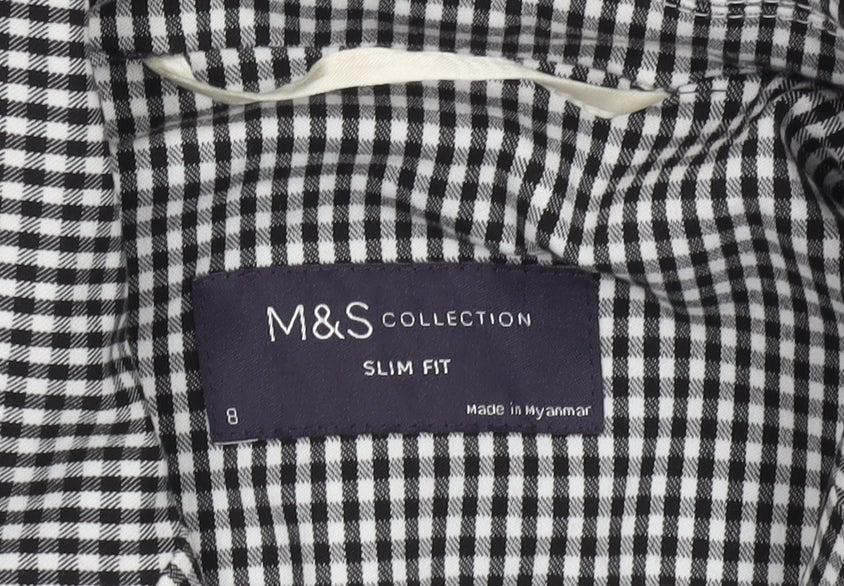 Marks and Spencer Women's Black Check Slim Fit Blazer Size 8