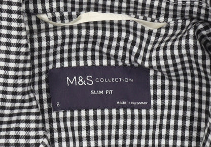 Marks and Spencer Women's Black Check Slim Fit Blazer Size 8