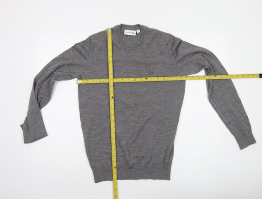 Lacoste Men's Grey Pure New Wool Crew Neck Jumper Size S