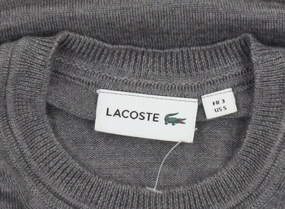 Lacoste Men's Grey Pure New Wool Crew Neck Jumper Size S