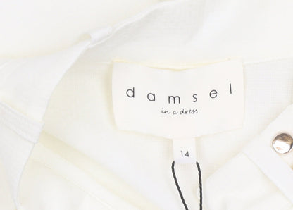 Damsel in a Dress Women's Ivory Button-Up Shirt Size 14