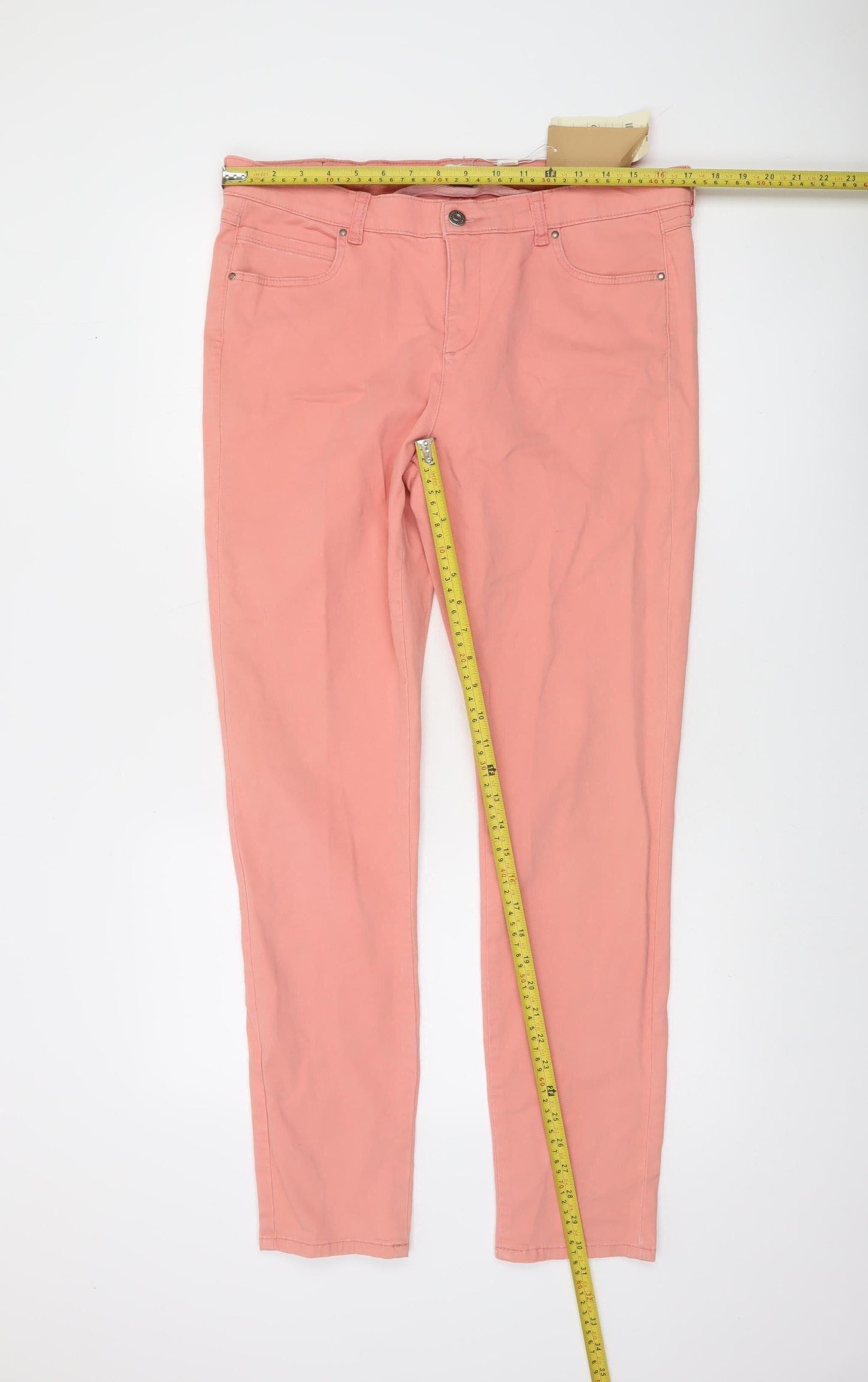 Monsoon Women Pink Denim Jegging Trousers Size 14 Stretch Slim Fit
