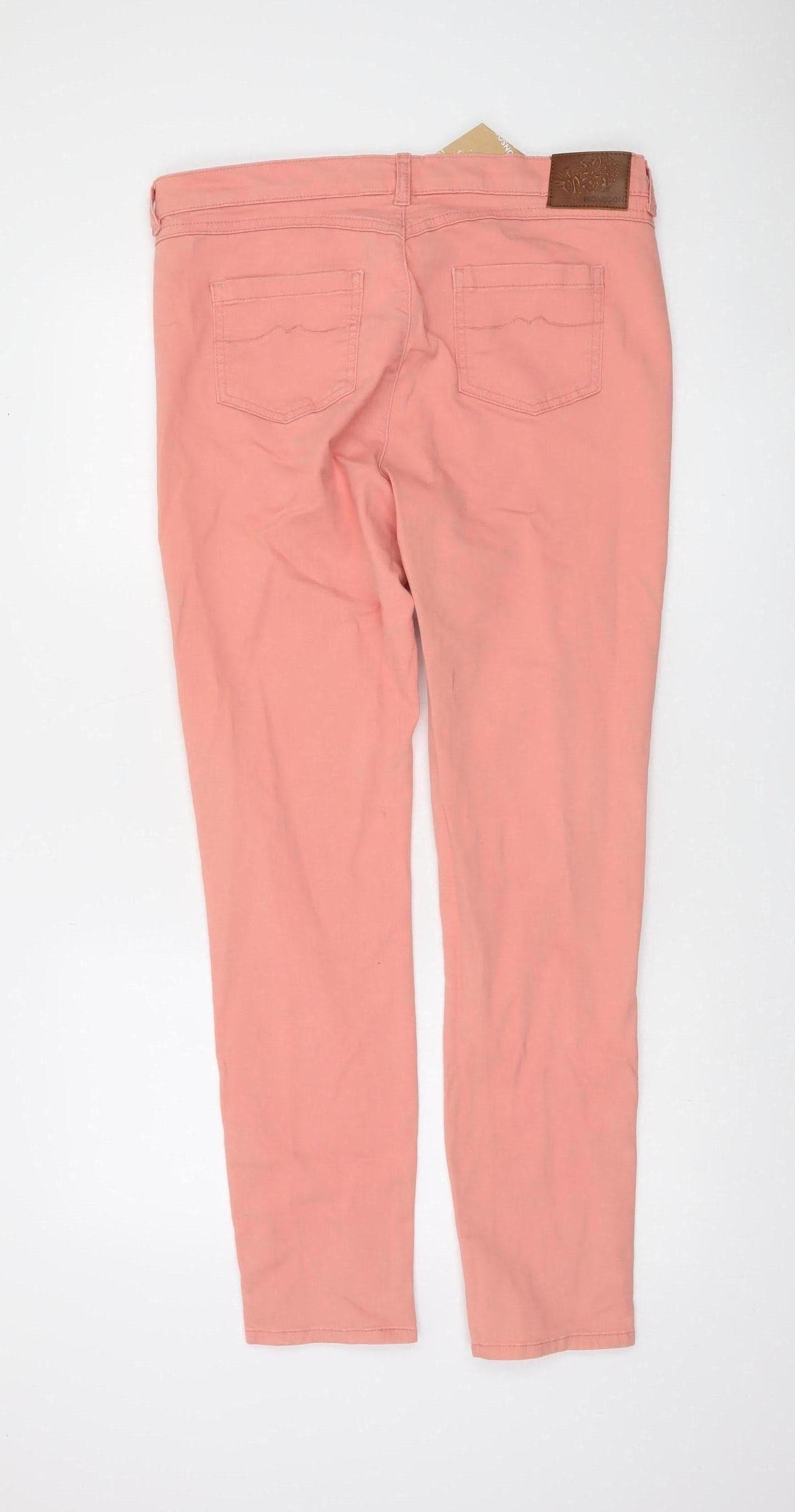 Monsoon Women Pink Denim Jegging Trousers Size 14 Stretch Slim Fit