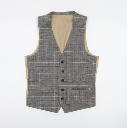 Mens UK Size 36 Moss London Regular Grey Suit Waistcoat