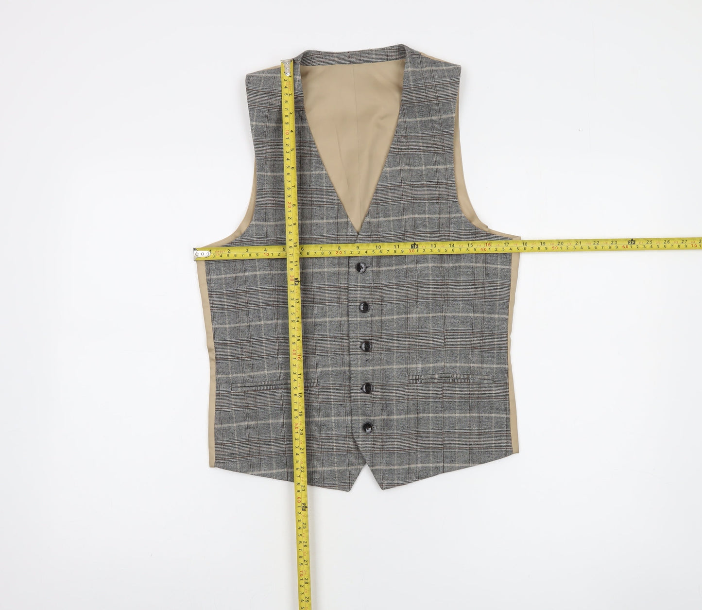 Mens UK Size 36 Moss London Regular Grey Suit Waistcoat