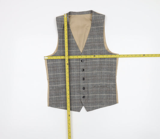 Mens UK Size 36 Moss London Regular Grey Suit Waistcoat