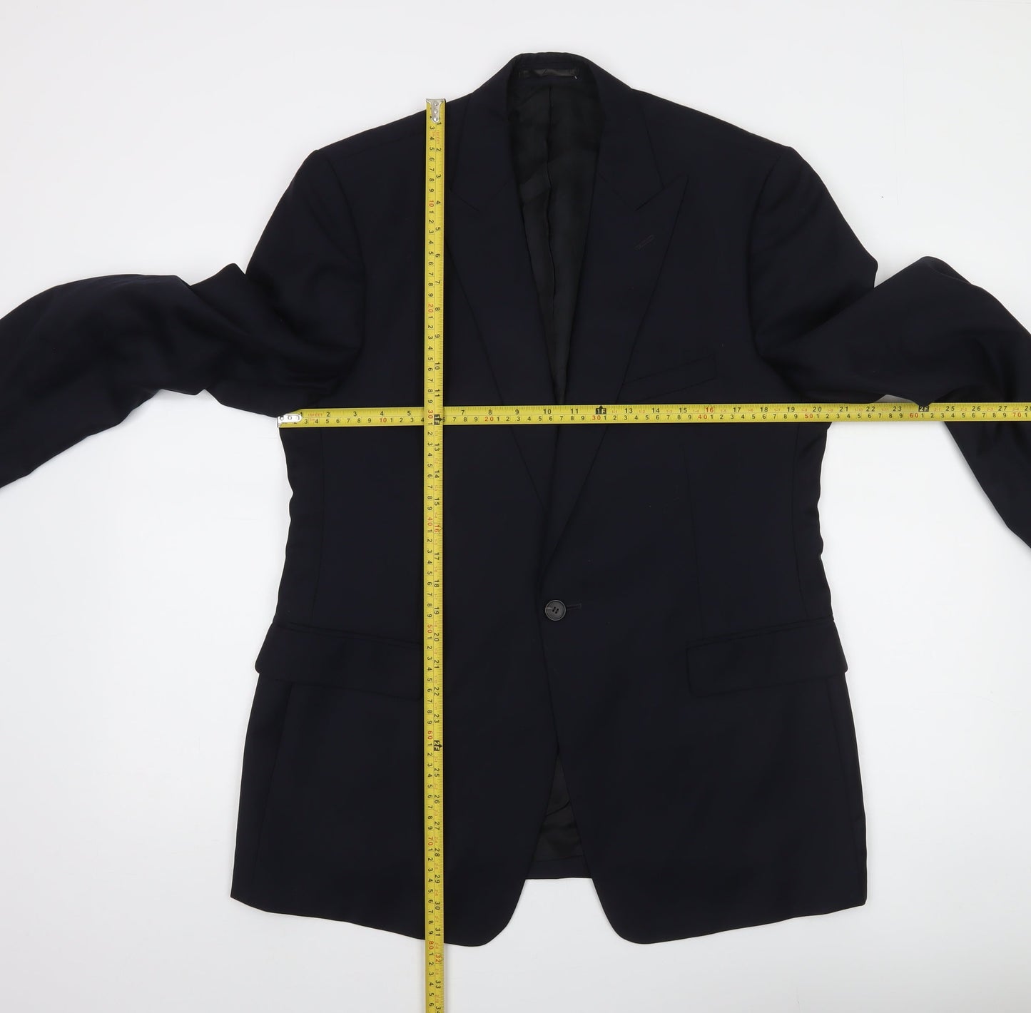 Reiss Men's Black 42R Wool Single-Breasted Suit Jacket