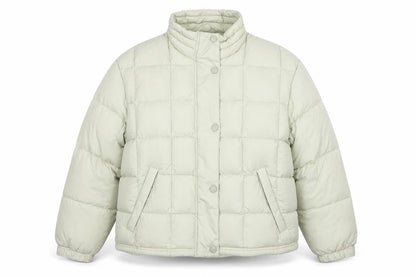 Front view of C&A Women Ivory Puffer Jacket, size 18-20, Quilted Winter Coat