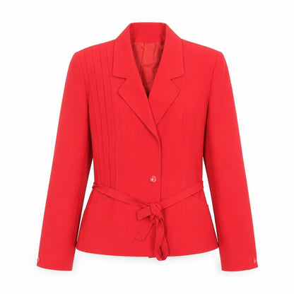Monetgue Women’s Red Wool Blend Belted Blazer Size 12 Classic Fit