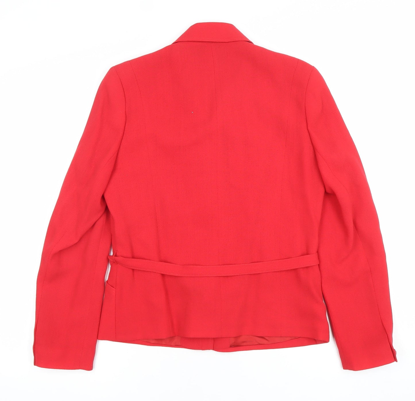 Monetgue Women’s Red Wool Blend Belted Blazer Size 12 Classic Fit