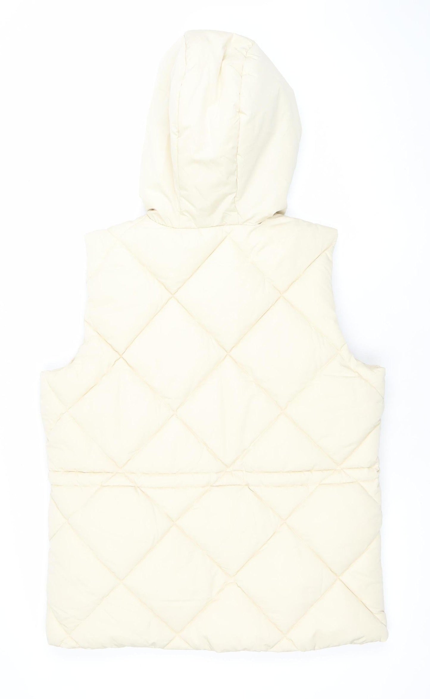 George Women Beige Quilted Hooded Puffer Waistcoat M