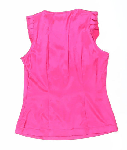 Next Women’s Pink Sleeveless Satin Ruffle Tunic Blouse Size 10