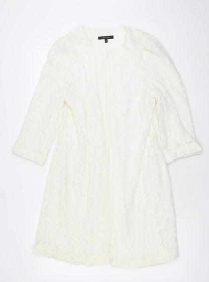 Dunnes Women Ivory Lace Mid-Length Coat Size 12 Elegant Formal Wear