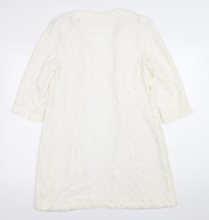 Dunnes Women Ivory Lace Mid-Length Coat Size 12 Elegant Formal Wear