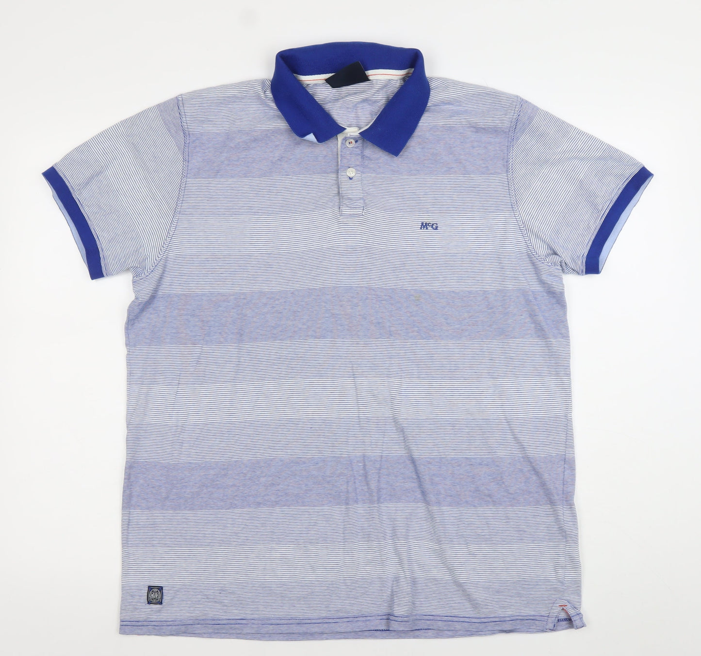 McGregor Men's Blue Striped Cotton Polo Shirt Size L