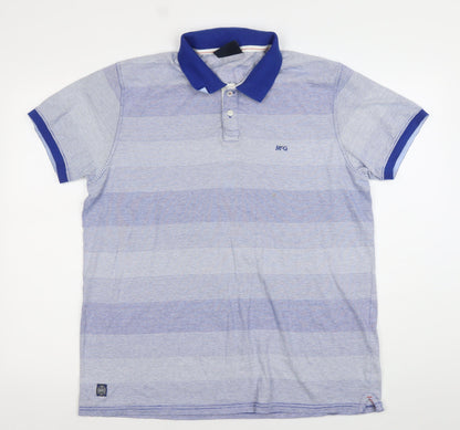 McGregor Men's Blue Striped Cotton Polo Shirt Size L