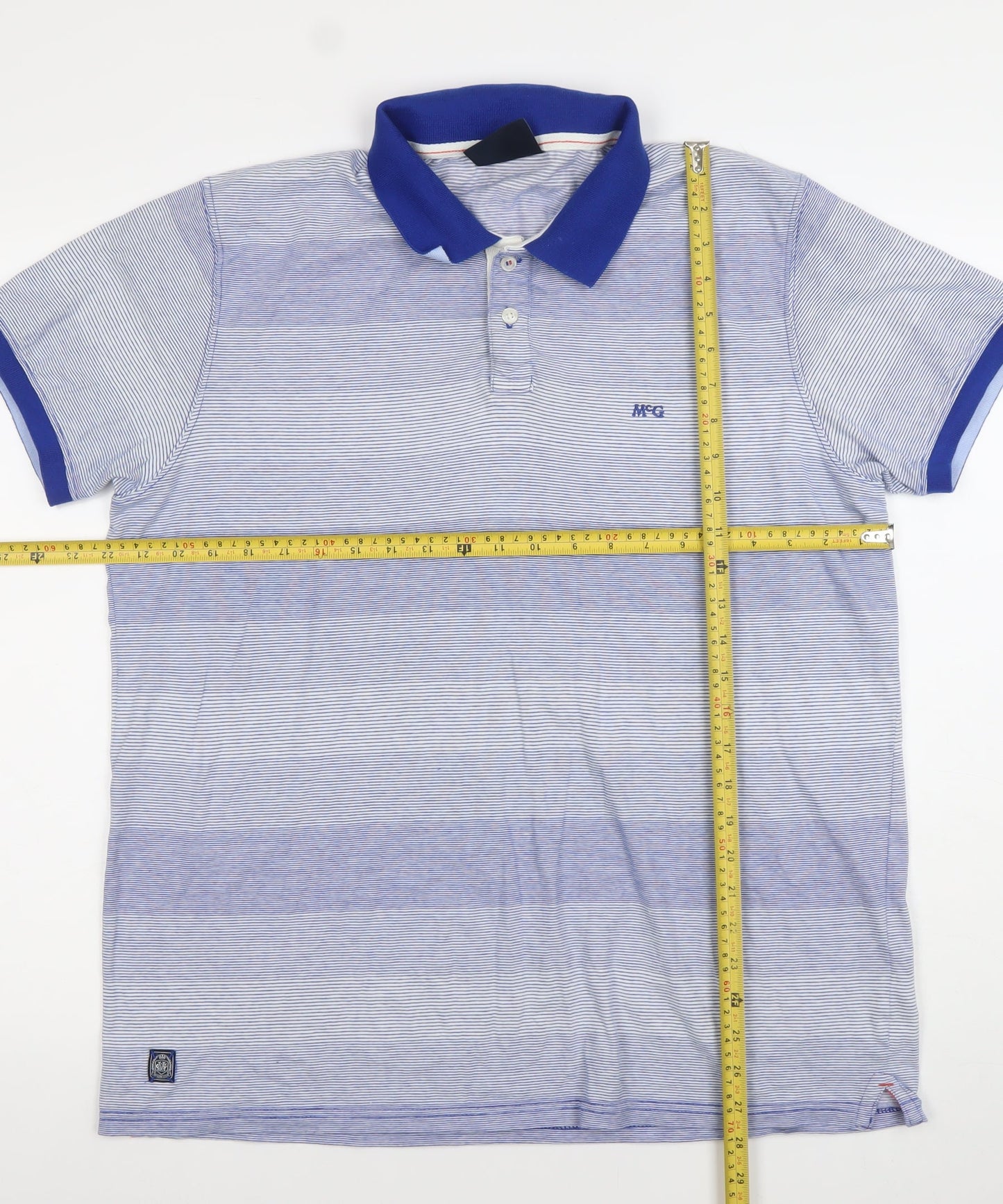 McGregor Men's Blue Striped Cotton Polo Shirt Size L