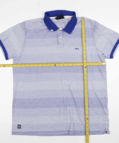 McGregor Men's Blue Striped Cotton Polo Shirt Size L