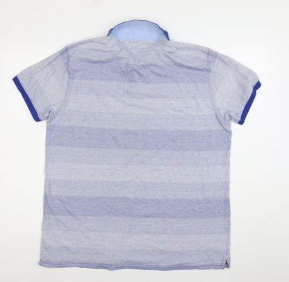McGregor Men's Blue Striped Cotton Polo Shirt Size L
