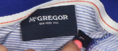 McGregor Men's Blue Striped Cotton Polo Shirt Size L