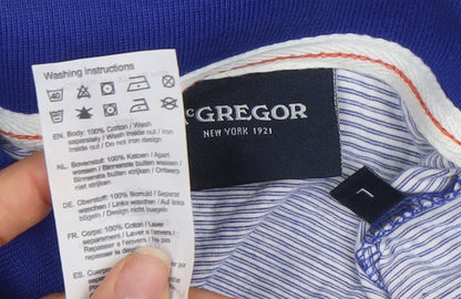 McGregor Men's Blue Striped Cotton Polo Shirt Size L