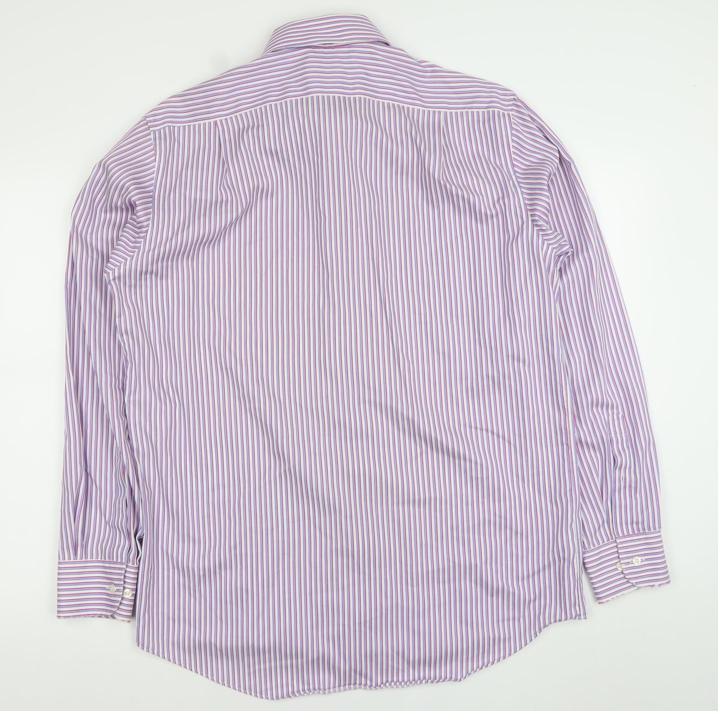 Marks and Spencer Men's Purple Striped Regular Fit Cotton Button-Up Shirt 16 41in