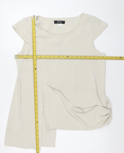 Ever Sassy Womens Beige Tunic Blouse Size L Relaxed Fit Short Sleeve Top