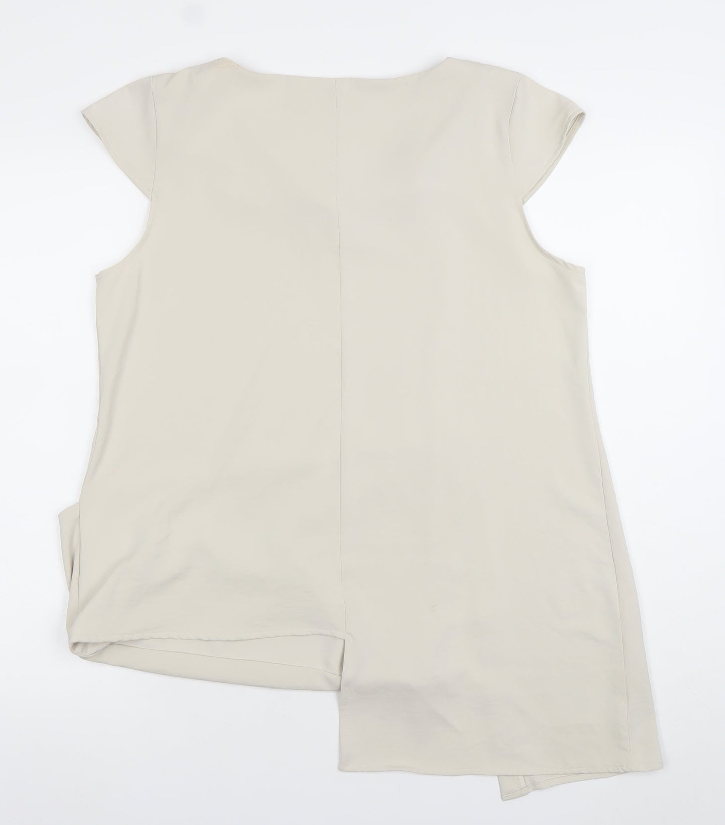 Ever Sassy Womens Beige Tunic Blouse Size L Relaxed Fit Short Sleeve Top