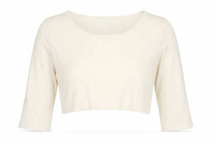 ZARA Women Ivory Cropped 3/4 Sleeve Jersey Top Size 12