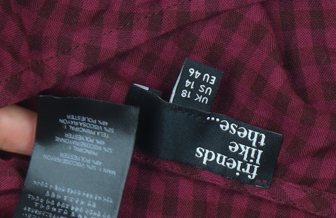 Friends Like These Women’s Red Check Long Sleeve A-Line Dress UK 18